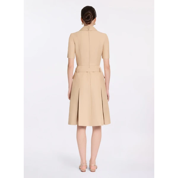 Elie Saab Gabardine Midi Dress in Beige featuring  – Luxury Designer Fashion at Luxury Shoes .