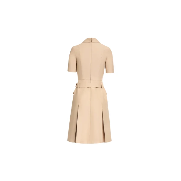 Elie Saab Gabardine Midi Dress in Beige featuring  – Luxury Designer Fashion at Luxury Shoes .