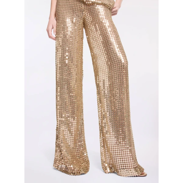 Elie Saab Gold Sequin Pants in Metallic featuring  – Luxury Designer Fashion at Luxury Shoes .