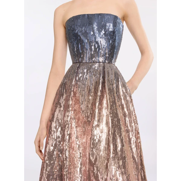 Elie Saab Gradient Sequin Flared Dress in Multicolour featuring  – Luxury Designer Fashion at Luxury Shoes .