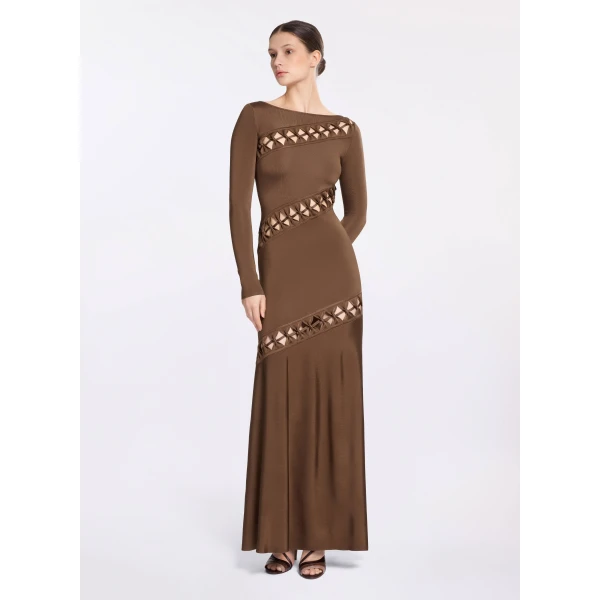 Elie Saab Interlaced Knit Dress in Beige featuring  – Luxury Designer Fashion at Luxury Shoes .