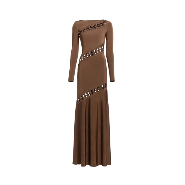 Elie Saab Interlaced Knit Dress in Beige featuring  – Luxury Designer Fashion at Luxury Shoes .