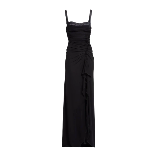 Elie Saab Jersey Satin Dress in Black featuring  – Luxury Designer Fashion at Luxury Shoes .