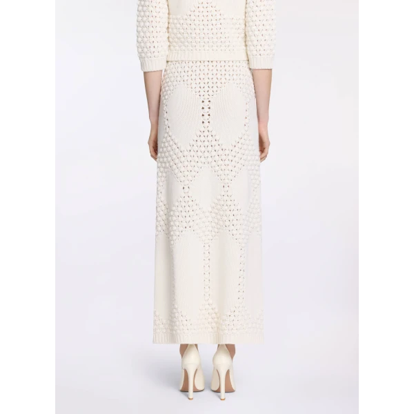 Elie Saab Knit Midi Skirt in White featuring  – Luxury Designer Fashion at Luxury Shoes .