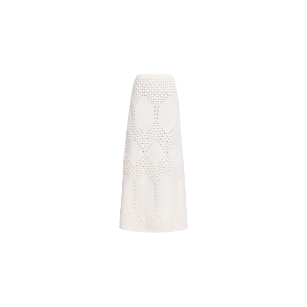 Elie Saab Knit Midi Skirt in White featuring  – Luxury Designer Fashion at Luxury Shoes .