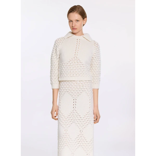 Elie Saab Knit Polo in White featuring  – Luxury Designer Fashion at Luxury Shoes .