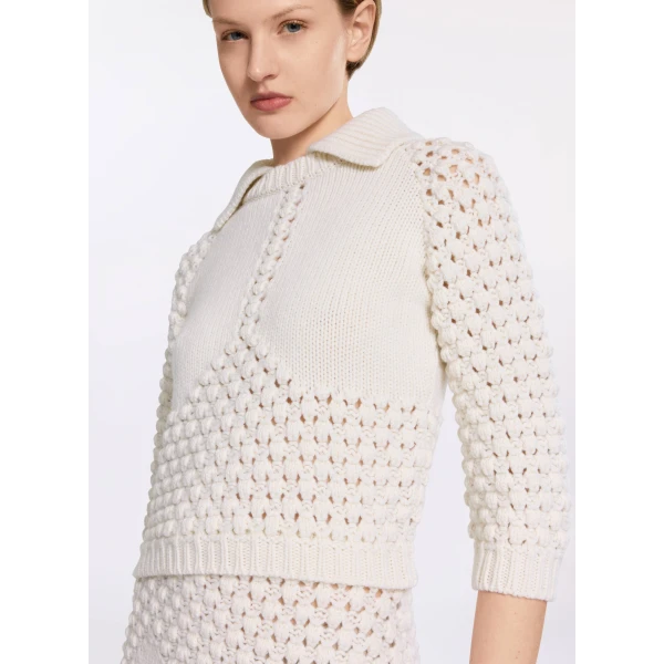 Elie Saab Knit Polo in White featuring  – Luxury Designer Fashion at Luxury Shoes .