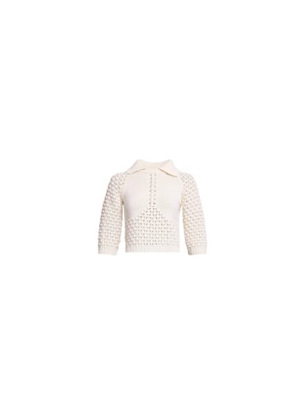 Elie Saab Knit Polo in White featuring  – Luxury Designer Fashion at Luxury Shoes .