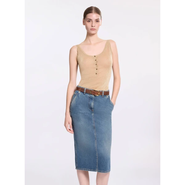 Elie Saab Knit Top in Metallic featuring  – Luxury Designer Fashion at Luxury Shoes .