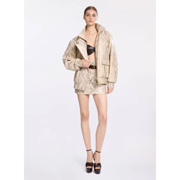 Elie Saab Leather Bomber Jacket in Multicolour featuring  – Luxury Designer Fashion at Luxury Shoes .