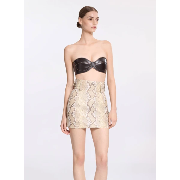Elie Saab Leather Bralette in Beige featuring  – Luxury Designer Fashion at Luxury Shoes .