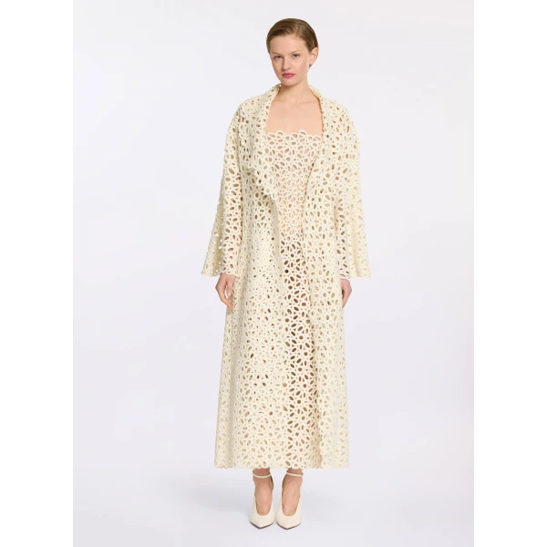 Elie Saab Macramé Coat in White featuring  – Luxury Designer Fashion at Luxury Shoes .