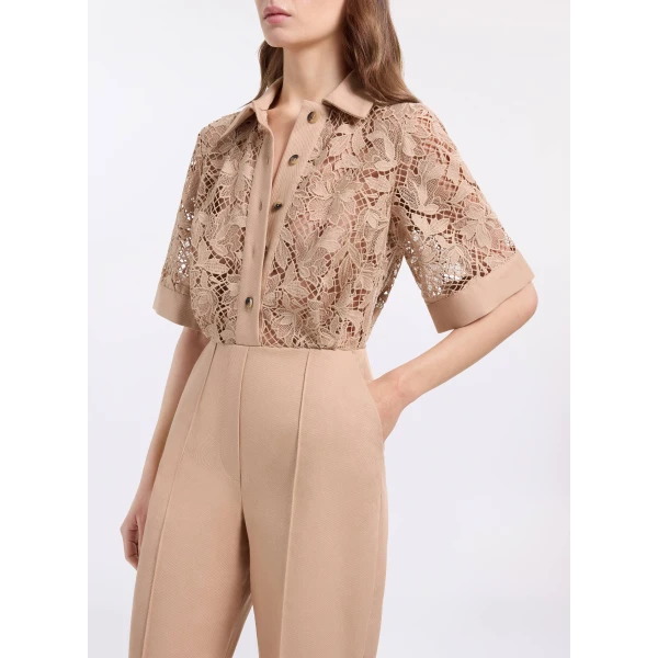 Elie Saab Macramé & Drill Jumpsuit in Beige featuring  – Luxury Designer Fashion at Luxury Shoes .