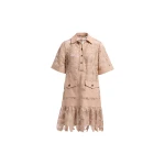 Elie Saab Macramé & Drill Short Dress in Beige featuring  – Luxury Designer Fashion at Luxury Shoes .