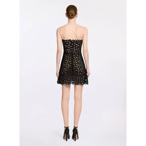 Elie Saab Macramé Short Dress in Black featuring  – Luxury Designer Fashion at Luxury Shoes .