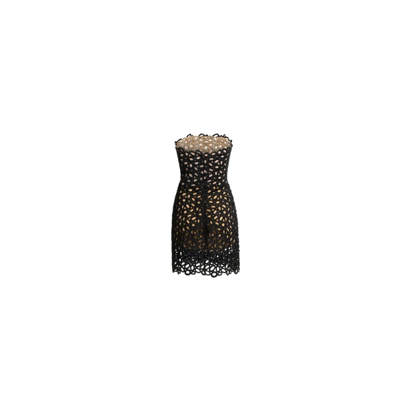 Elie Saab Macramé Short Dress in Black featuring  – Luxury Designer Fashion at Luxury Shoes .