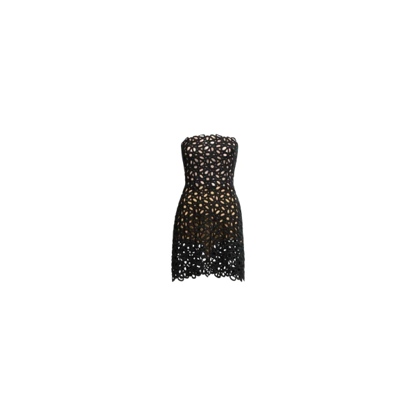 Elie Saab Macramé Short Dress in Black featuring  – Luxury Designer Fashion at Luxury Shoes .