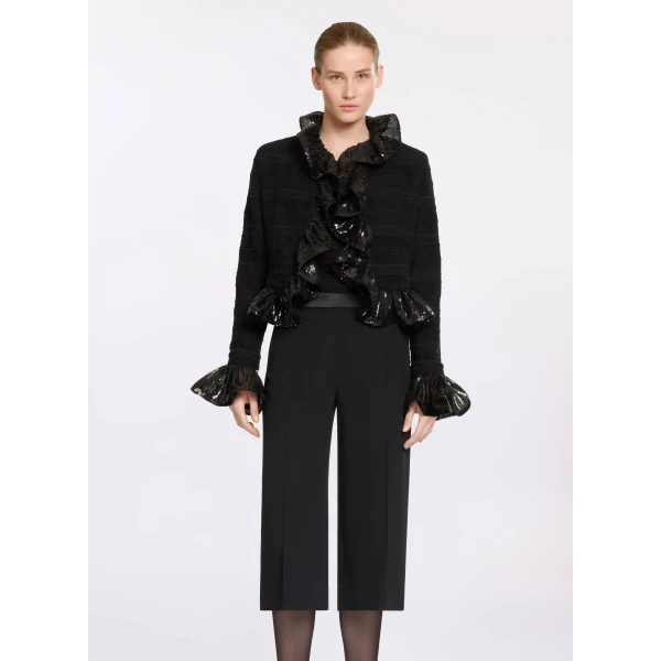 Elie Saab Macramé and Sequin Jacket in Black featuring  – Luxury Designer Fashion at Luxury Shoes .