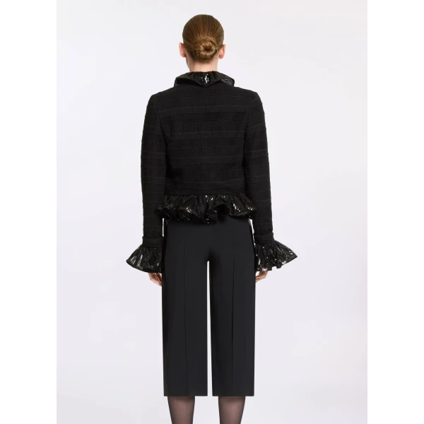 Elie Saab Macramé and Sequin Jacket in Black featuring  – Luxury Designer Fashion at Luxury Shoes .