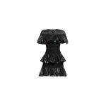 Elie Saab Macramé and Sequin Ruffled Dress in Black featuring  – Luxury Designer Fashion at Luxury Shoes .