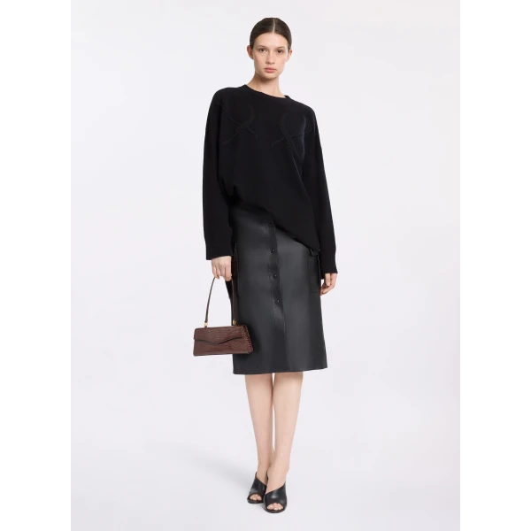 Elie Saab Monogram Embroidered Knit Sweater in Black featuring  – Luxury Designer Fashion at Luxury Shoes .