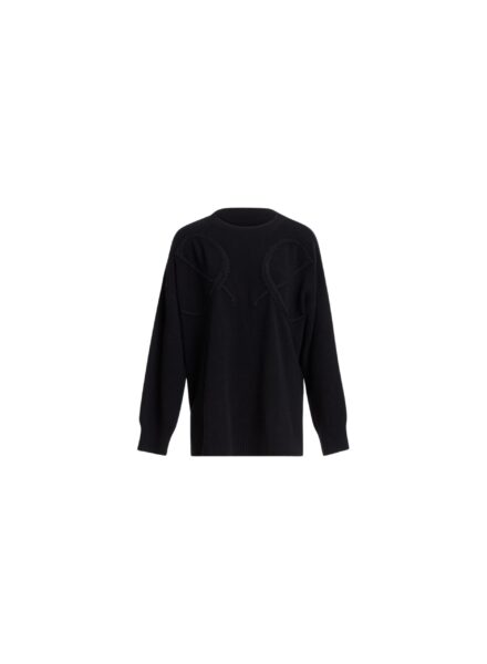 Elie Saab Monogram Embroidered Knit Sweater in Black featuring  – Luxury Designer Fashion at Luxury Shoes .