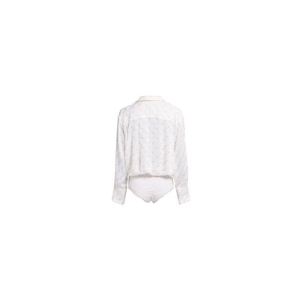 Elie Saab Monogram Jacquard & Lace Bodysuit in White featuring  – Luxury Designer Fashion at Luxury Shoes .