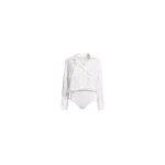 Elie Saab Monogram Jacquard & Lace Bodysuit in White featuring  – Luxury Designer Fashion at Luxury Shoes .