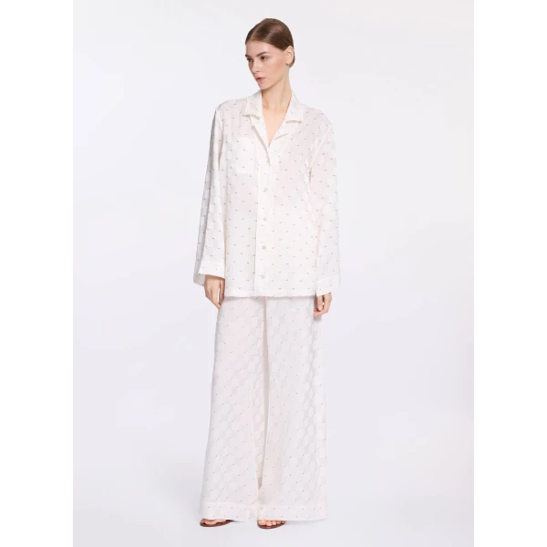 Elie Saab Monogram Jacquard Shirt in White featuring  – Luxury Designer Fashion at Luxury Shoes .