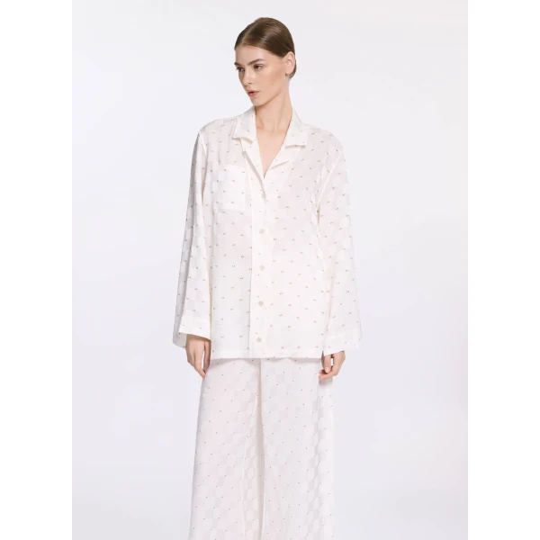 Elie Saab Monogram Jacquard Shirt in White featuring  – Luxury Designer Fashion at Luxury Shoes .
