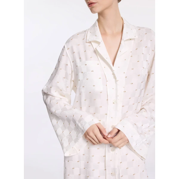 Elie Saab Monogram Jacquard Shirt in White featuring  – Luxury Designer Fashion at Luxury Shoes .