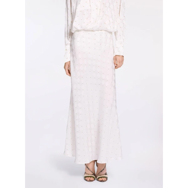Elie Saab Monogram Jacquard Skirt in White featuring  – Luxury Designer Fashion at Luxury Shoes .
