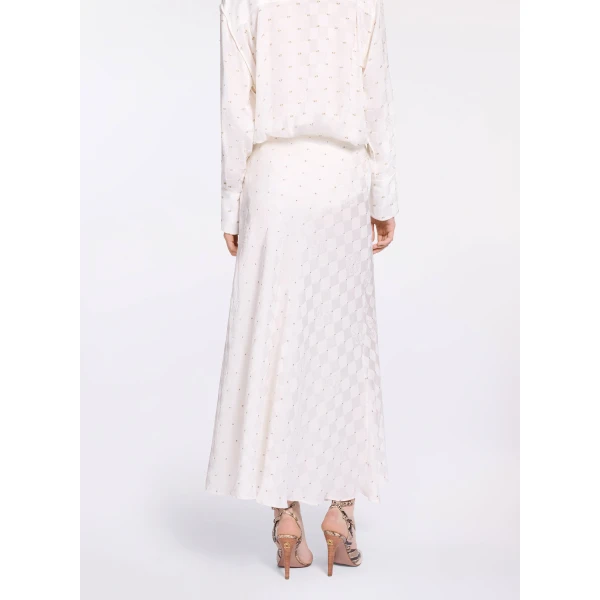 Elie Saab Monogram Jacquard Skirt in White featuring  – Luxury Designer Fashion at Luxury Shoes .