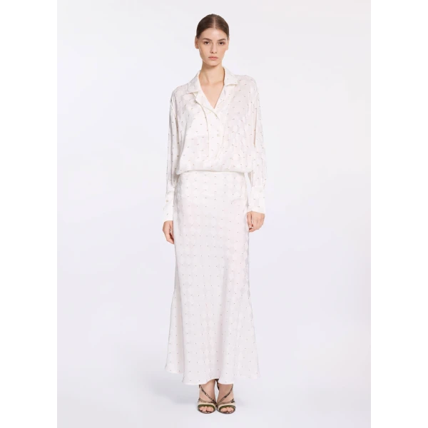 Elie Saab Monogram Jacquard Skirt in White featuring  – Luxury Designer Fashion at Luxury Shoes .