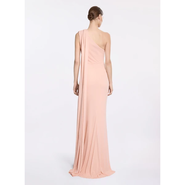 Elie Saab One-Shoulder Jersey Long Dress in Pink featuring  – Luxury Designer Fashion at Luxury Shoes .
