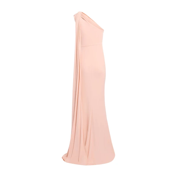 Elie Saab One-Shoulder Jersey Long Dress in Pink featuring  – Luxury Designer Fashion at Luxury Shoes .