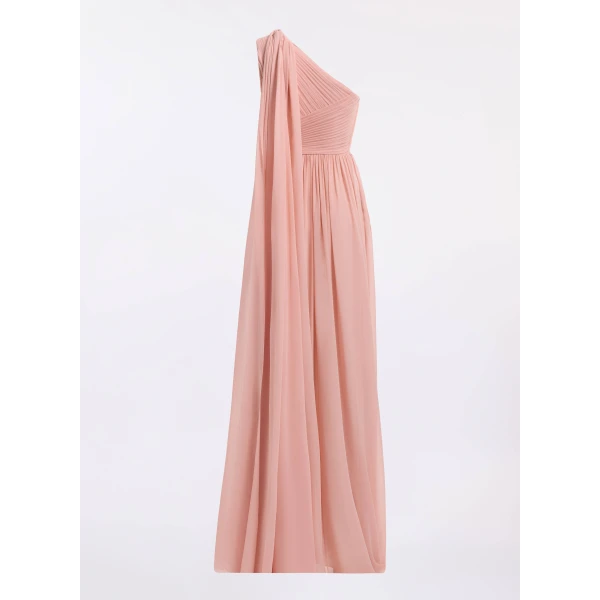 Elie Saab One-Shoulder Silk Long Dress in Pink featuring  – Luxury Designer Fashion at Luxury Shoes .