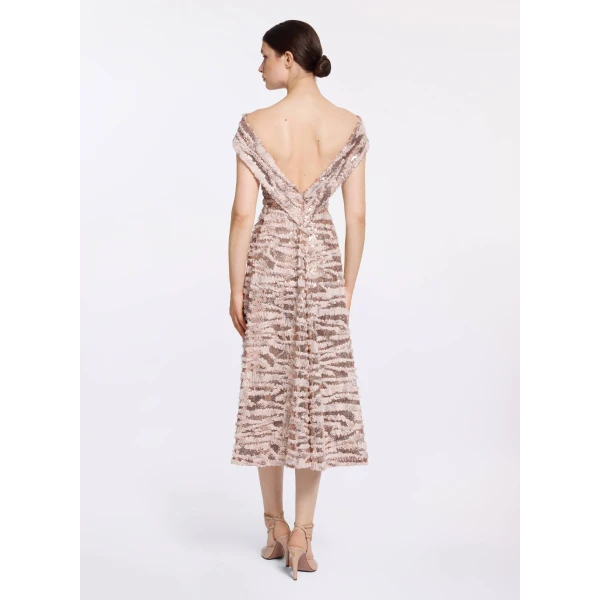 Elie Saab Open Back Midi Dress in Pink featuring  – Luxury Designer Fashion at Luxury Shoes .