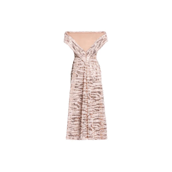 Elie Saab Open Back Midi Dress in Pink featuring  – Luxury Designer Fashion at Luxury Shoes .