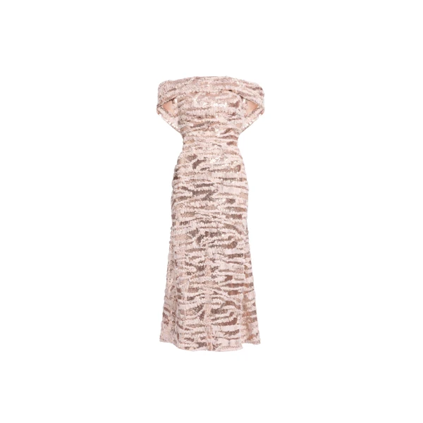 Elie Saab Open Back Midi Dress in Pink featuring  – Luxury Designer Fashion at Luxury Shoes .