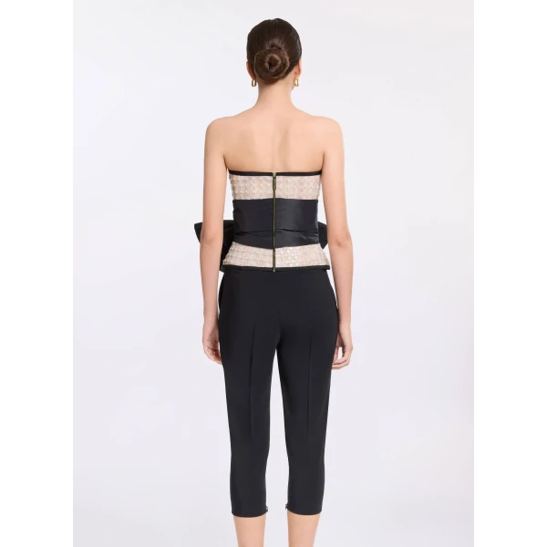 Elie Saab Pearl Corset with Bow in White featuring  – Luxury Designer Fashion at Luxury Shoes .
