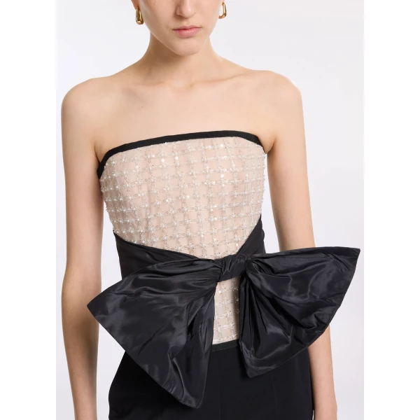 Elie Saab Pearl Corset with Bow in White featuring  – Luxury Designer Fashion at Luxury Shoes .