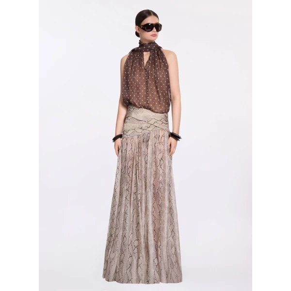 Elie Saab Polka Dot Chiffon Top in Multicolour featuring  – Luxury Designer Fashion at Luxury Shoes .