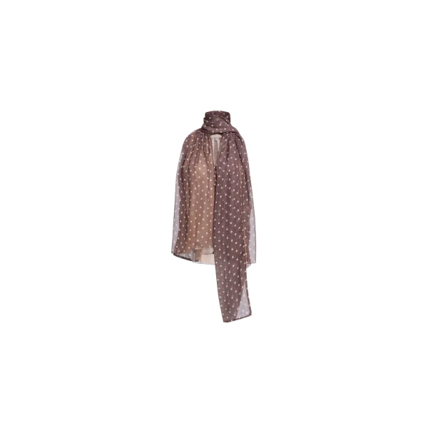 Elie Saab Polka Dot Chiffon Top in Multicolour featuring  – Luxury Designer Fashion at Luxury Shoes .