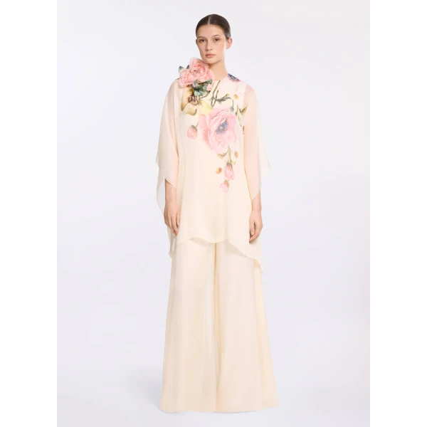 Elie Saab Printed Chiffon Jumpsuit in Multicolour featuring  – Luxury Designer Fashion at Luxury Shoes .