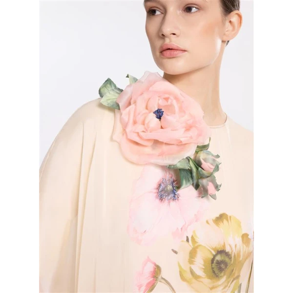 Elie Saab Printed Chiffon Kaftan in Multicolour featuring  – Luxury Designer Fashion at Luxury Shoes .