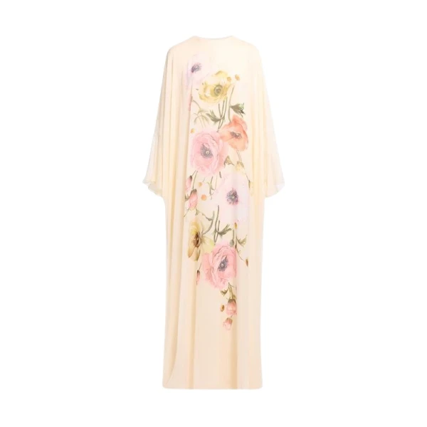 Elie Saab Printed Chiffon Kaftan in Multicolour featuring  – Luxury Designer Fashion at Luxury Shoes .