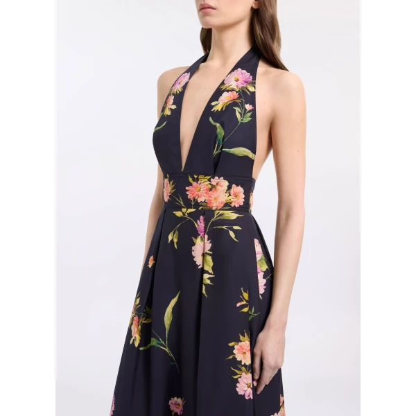 Elie Saab Printed Cotton Long Dress in Multicolour featuring  – Luxury Designer Fashion at Luxury Shoes .