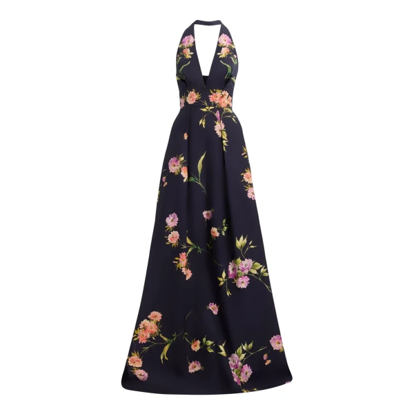 Elie Saab Printed Cotton Long Dress in Multicolour featuring  – Luxury Designer Fashion at Luxury Shoes .