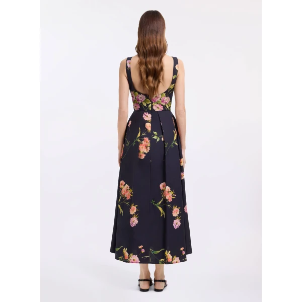 Elie Saab Printed Cotton Midi Dress in Multicolour featuring  – Luxury Designer Fashion at Luxury Shoes .